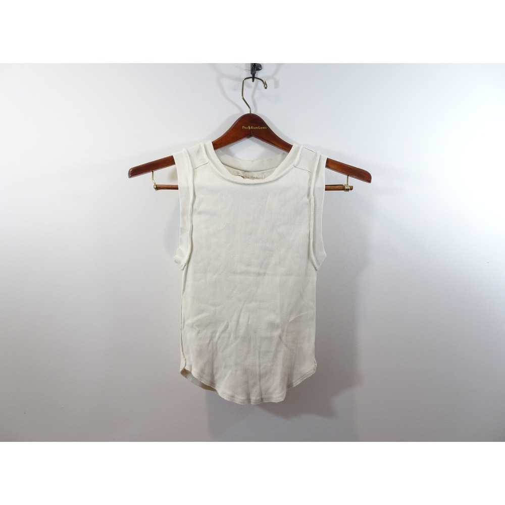 We The Free People Ribbed Muscle Tank Top Cream White Seam Detail Small Gorpcore